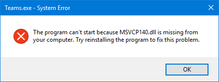 MSVCP140.dll is Missing