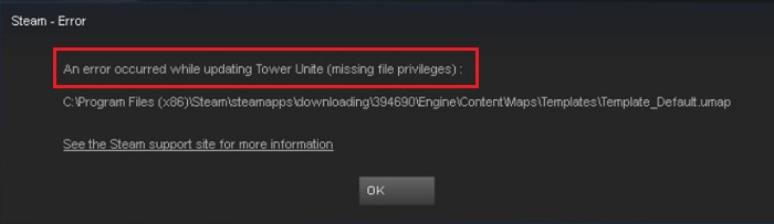 Missing File Privileges on Steam